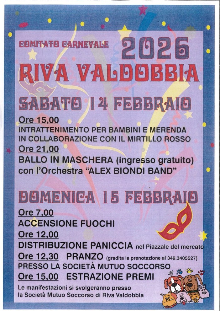 Maschere, musica e Paniccia: il Carnevale 2026 accende Riva Valdobbia