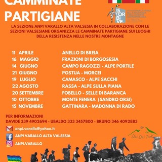 Camminate partigiane, il 16 maggio la seconda tappa nelle frazioni di Borgosesia