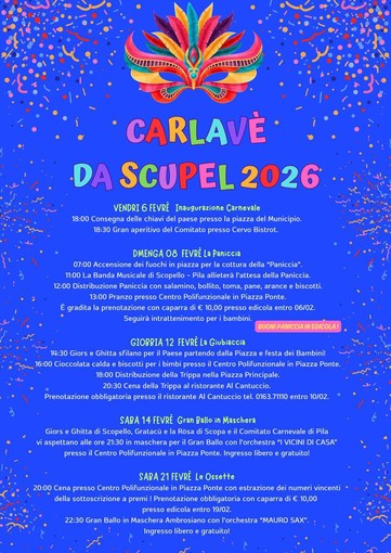 “Carlavè da Scupel 2026”, a Scopello un Carnevale ricco di sapori, musica e tradizione