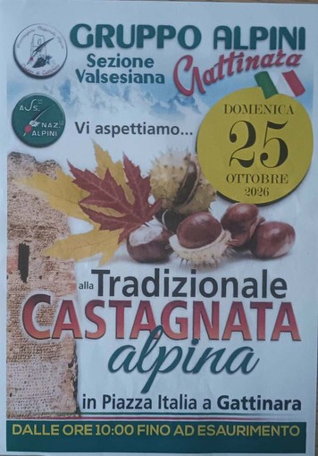 Gattinara, domenica 25 ottobre la tradizionale castagnata alpina in piazza Italia