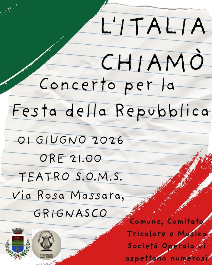 Grignasco, un concerto per celebrare la Festa della Repubblica Grignasco, un concerto per celebrare la Festa della Repubblica
