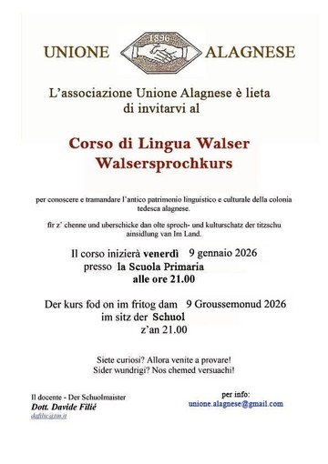 Ad Alagna Valsesia riparte il corso di lingua Walser promosso dall’Unione Alagnese