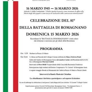 Romagnano Sesia ricorda la Battaglia del 16 Marzo: celebrazioni per l’81° anniversario Romagnano Sesia ricorda la Battaglia del 16 Marzo: celebrazioni per l’81° anniversario