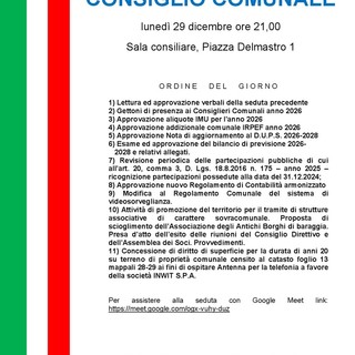 Lozzolo, convocato il Consiglio comunale del 29 dicembre: bilancio, IMU e regolamento di contabilità all’ordine del giorno