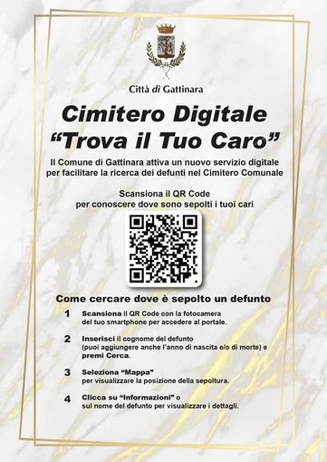 A Gattinara arriva il “Cimitero Digitale”: un QR Code per trovare dove riposano i propri cari A Gattinara arriva il “Cimitero Digitale”: un QR Code per trovare dove riposano i propri cari