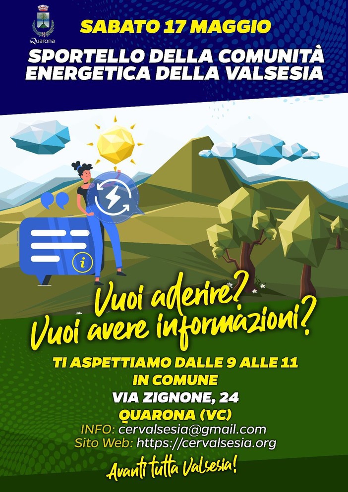 Quarona: nuovo appuntamento con lo sportello CER Valsesia