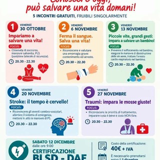 Romagnano Sesia, cinque incontri gratuiti per imparare le manovre di primo soccorso