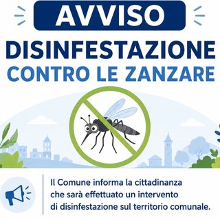 Disinfestazione contro le zanzare, interventi notturni in diverse vie del territorio comunale