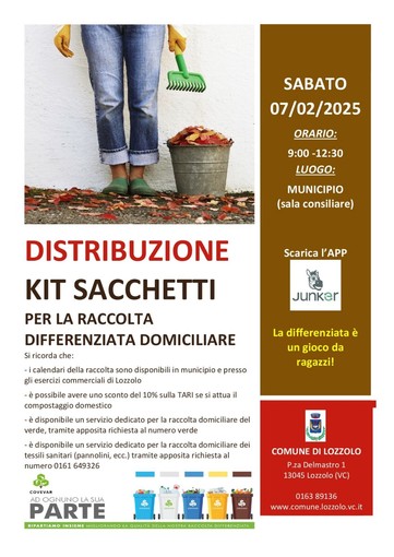 Lozzolo, in Municipio la distribuzione dei kit sacchetti per la raccolta differenziata domiciliare