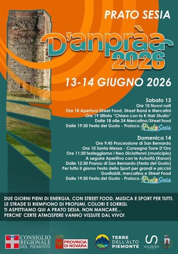 D’anpràa 2026, Prato Sesia si prepara a due giorni di festa D’anpràa 2026, Prato Sesia si prepara a due giorni di festa