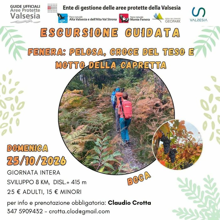 Monte Fenera, domenica escursione guidata tra Pelosa, Croce del Teso e Motto della Capretta