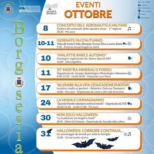 Ottobre ricco di appuntamenti a Borgosesia tra musica, cultura, incontri e tradizioni Ottobre ricco di appuntamenti a Borgosesia tra musica, cultura, incontri e tradizioni
