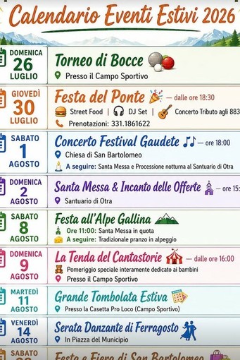 Scopa, calendario estivo 2026 tra feste, musica, tradizione e appuntamenti per famiglie