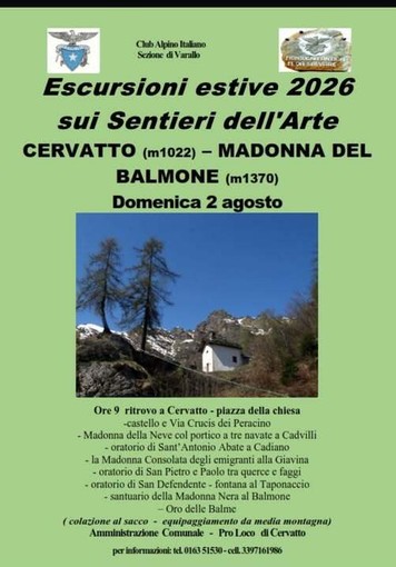 Da Cervatto alla Madonna del Balmone, torna l’escursione estiva sui Sentieri dell’Arte Da Cervatto alla Madonna del Balmone, torna l’escursione estiva sui Sentieri dell’Arte