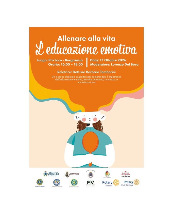 A Borgosesia un incontro sull’educazione emotiva dedicato ai genitori A Borgosesia un incontro sull’educazione emotiva dedicato ai genitori