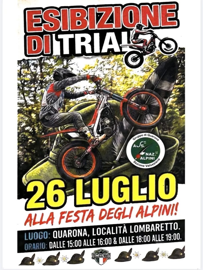 Quarona, esibizione di trial alla Festa degli Alpini in località Lombaretto