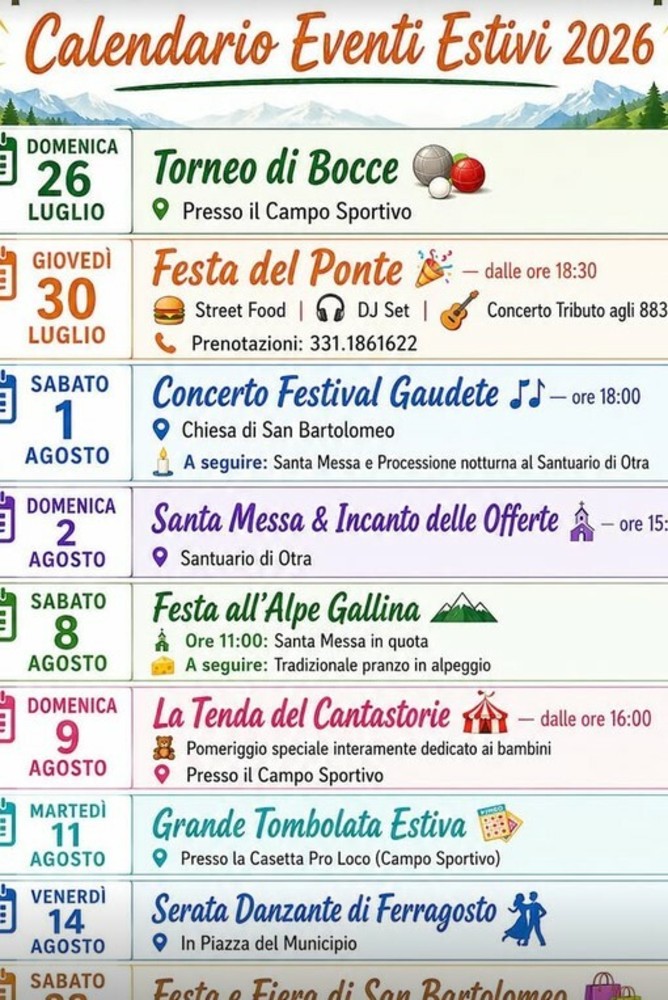 Scopa, calendario estivo 2026 tra feste, musica, tradizione e appuntamenti per famiglie Scopa, calendario estivo 2026 tra feste, musica, tradizione e appuntamenti per famiglie