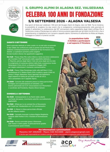 Alagna, il Gruppo Alpini celebra 100 anni di fondazione