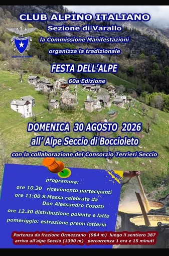 Boccioleto, il 30 agosto torna la Festa dell’Alpe Seccio