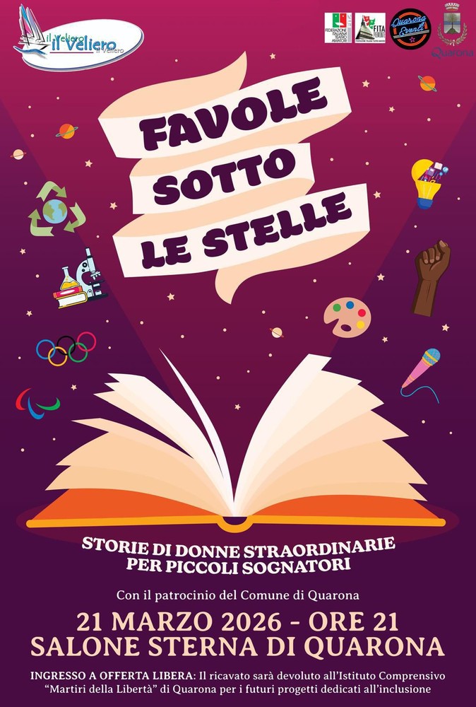 A Quarona arriva “Favole sotto le stelle”: al Salone Sterna una serata dedicata a storie di donne straordinarie A Quarona arriva “Favole sotto le stelle”: al Salone Sterna una serata dedicata a storie di donne straordinarie