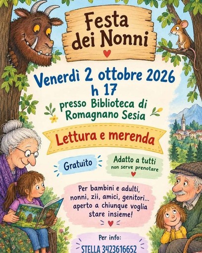 Romagnano Sesia, domani la Festa dei Nonni in Biblioteca tra letture e merenda Romagnano Sesia, domani la Festa dei Nonni in Biblioteca tra letture e merenda