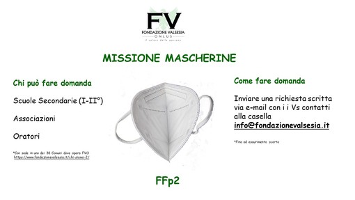 Fornitura gratuita di mascherine FFP2 per l’istituto Lancia di Borgosesia