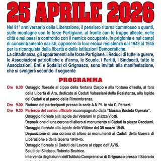 A Grignasco il 25 Aprile tra corteo, omaggi ai caduti e orazione ufficiale di Bruno Rinaldi
