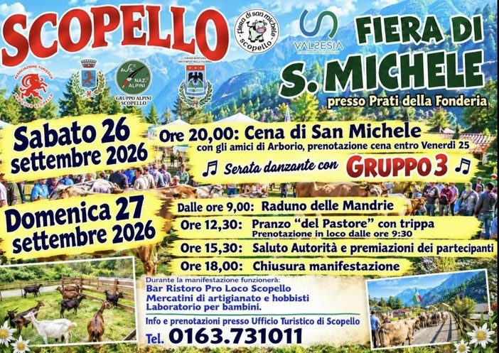 Scopello, il 26 e 27 settembre la Fiera di San Michele tra mandrie, prodotti tipici e musica Scopello, il 26 e 27 settembre la Fiera di San Michele tra mandrie, prodotti tipici e musica