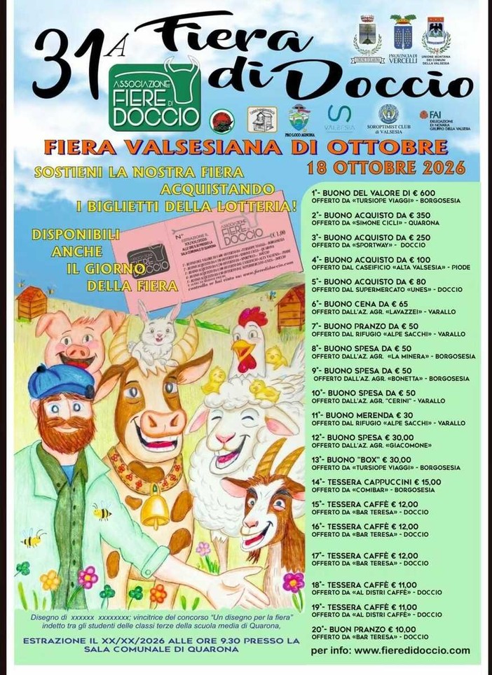 Doccio, il 18 ottobre torna la Fiera Valsesiana: sarà la 31ª edizione Doccio, il 18 ottobre torna la Fiera Valsesiana: sarà la 31ª edizione