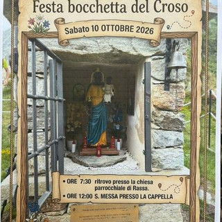 Rassa, il 10 ottobre la Festa della Bocchetta del Croso con ritrovo e Messa alla cappella