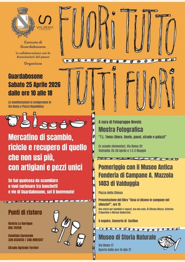 Guardabosone, il 25 aprile torna “Fuori Tutto Tutti Fuori” tra mercatino, mostre e iniziative in paese