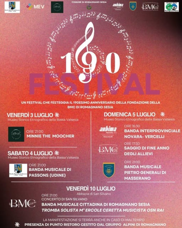 Il 190° Festival accende l’estate musicale di Romagnano Sesia