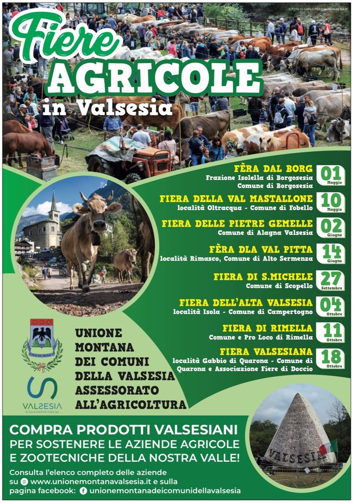Fiere agricole in Valsesia, il calendario degli appuntamenti 2026