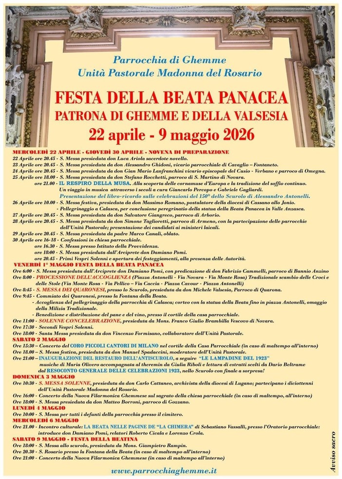 Ghemme celebra la Beata Panacea, patrona della città e della Valsesia
