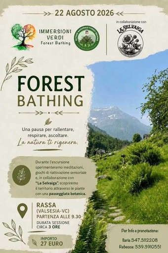 Rassa, il 22 agosto una mattinata di Forest Bathing tra meditazione e botanica