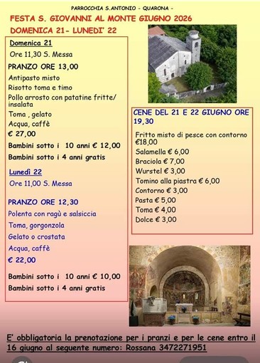 Quarona, la Festa di San Giovanni al Monte tra celebrazioni e convivialità Quarona, la Festa di San Giovanni al Monte tra celebrazioni e convivialità