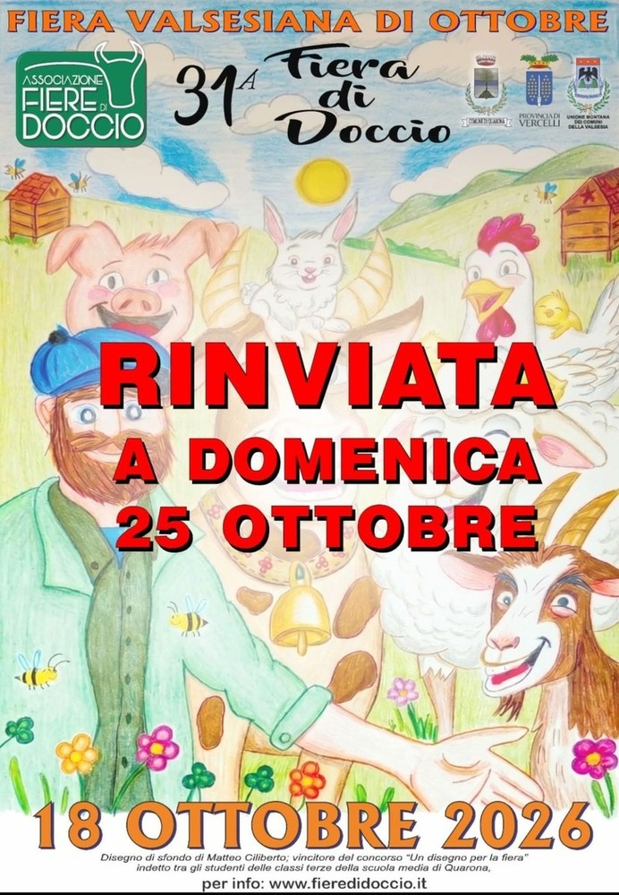 Fiera di Doccio rinviata al 25 ottobre per il maltempo Fiera di Doccio rinviata al 25 ottobre per il maltempo