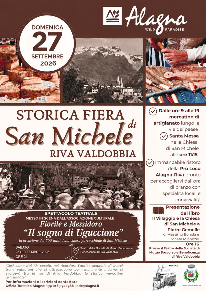 A Riva Valdobbia, nell’ultimo fine settimana di settembre la storica fiera di San Michele A Riva Valdobbia, nell’ultimo fine settimana di settembre la storica fiera di San Michele