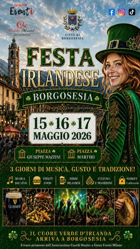 Borgosesia, tre giorni di Festa Irlandese tra musica, gusto e tradizione