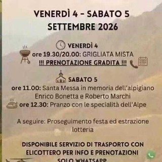 All’Alpe Campo di Sabbia due giorni di festa tra grigliata, memoria e sapori di montagna