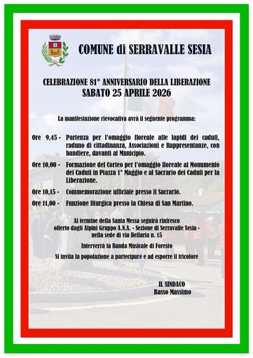 Serravalle Sesia per il 25 Aprile: corteo, commemorazione al Sacrario e funzione a San Martino