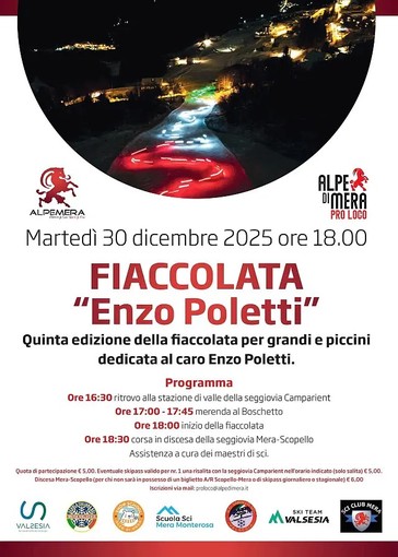 Alpe Mera, il 30 dicembre torna la fiaccolata “Enzo Poletti”