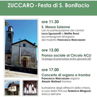 Zuccaro, domenica 26 luglio la Festa di San Bonifacio tra Messa, pranzo e musica