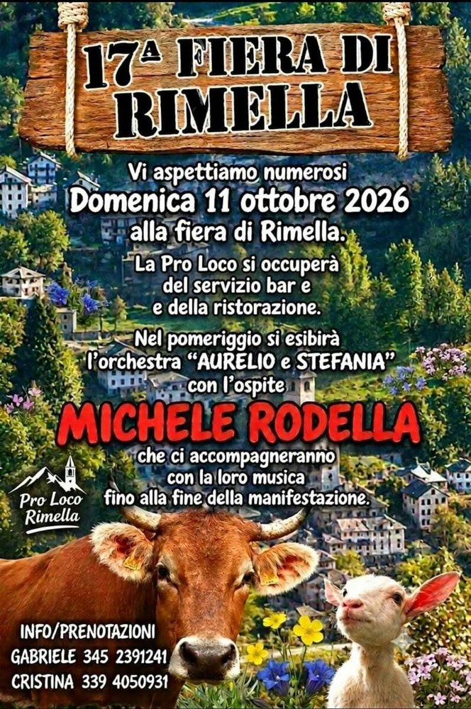 Rimella, l’11 ottobre la 17ª Fiera del bestiame tra animali, bancarelle e musica dal vivo Rimella, l’11 ottobre la 17ª Fiera del bestiame tra animali, bancarelle e musica dal vivo