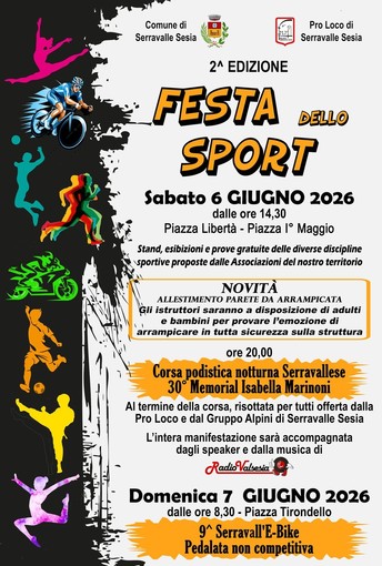 A Serravalle Sesia la seconda edizione della Festa dello Sport A Serravalle Sesia la seconda edizione della Festa dello Sport