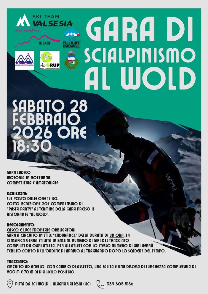 Notte di scialpinismo ad Alagna Valsesia: sfida “endurance” sulla pista del Wold