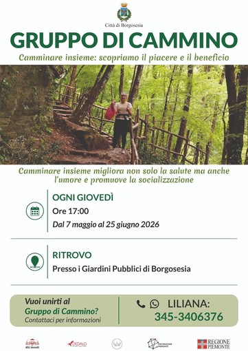Borgosesia, al via il gruppo di cammino ai Giardini Pubblici