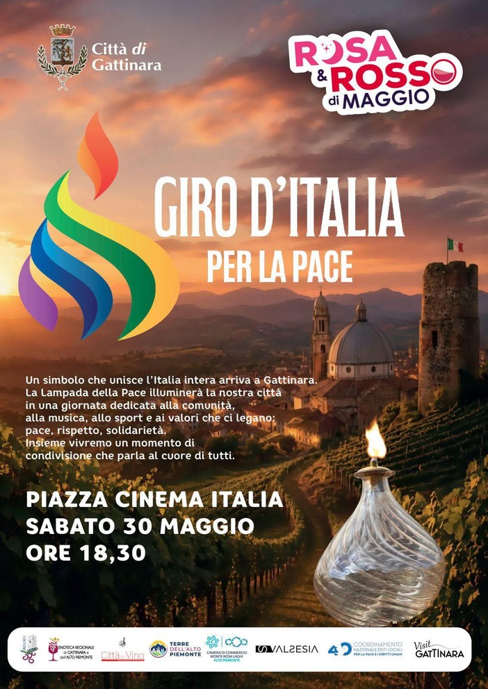 Gattinara, la Lampada della Pace arriva in città per il Giro d’Italia per la Pace