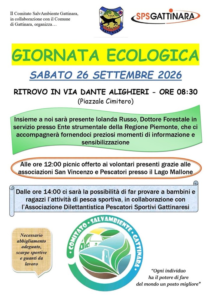 Gattinara, sabato una giornata ecologica tra volontariato, ambiente e attività per i più giovani Gattinara, sabato una giornata ecologica tra volontariato, ambiente e attività per i più giovani