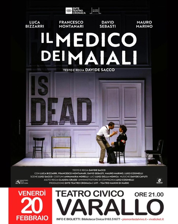Varallo, al Teatro Civico arriva “Il medico dei maiali” con Luca Bizzarri e Francesco Montanari